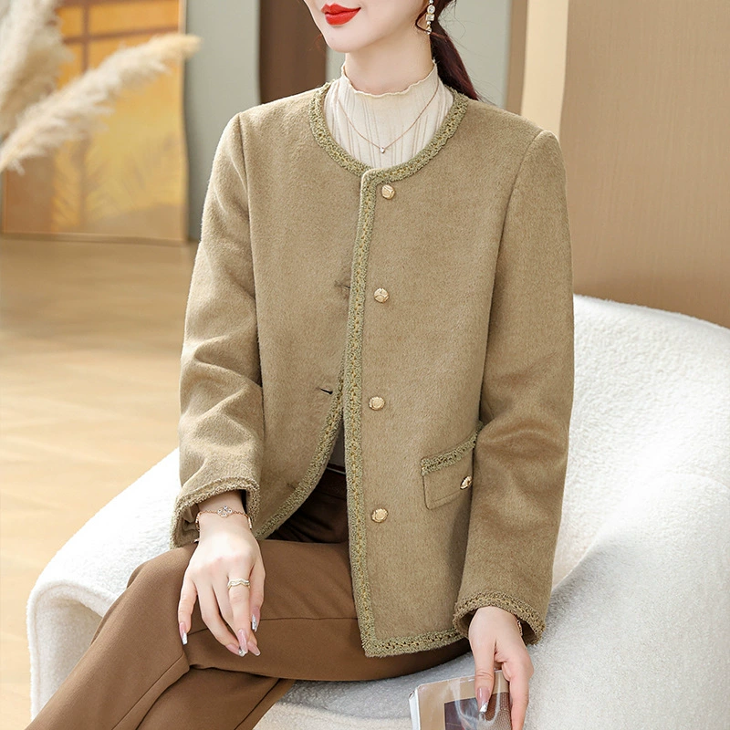 Пальто для мам в стиле Шанель на весну Маленькое шерстяное пальто для мам, короткое пальто для женщин среднего и пожилого возраста, Весенняя и осенняя одежда, Топ