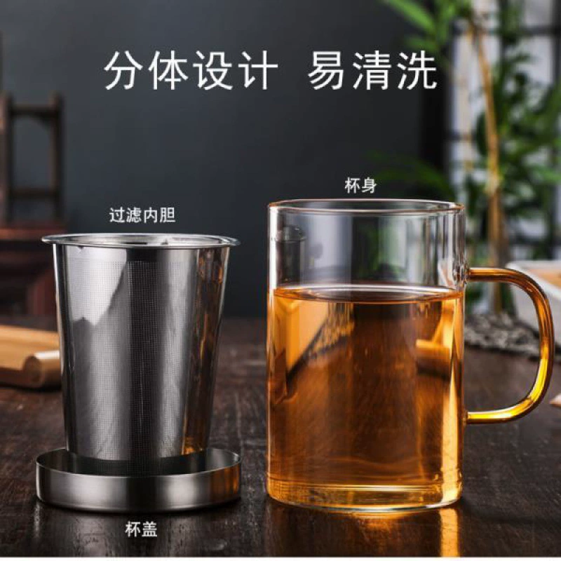 Liner stainless steel, glass tea cup, capacious cigarette holder for office
