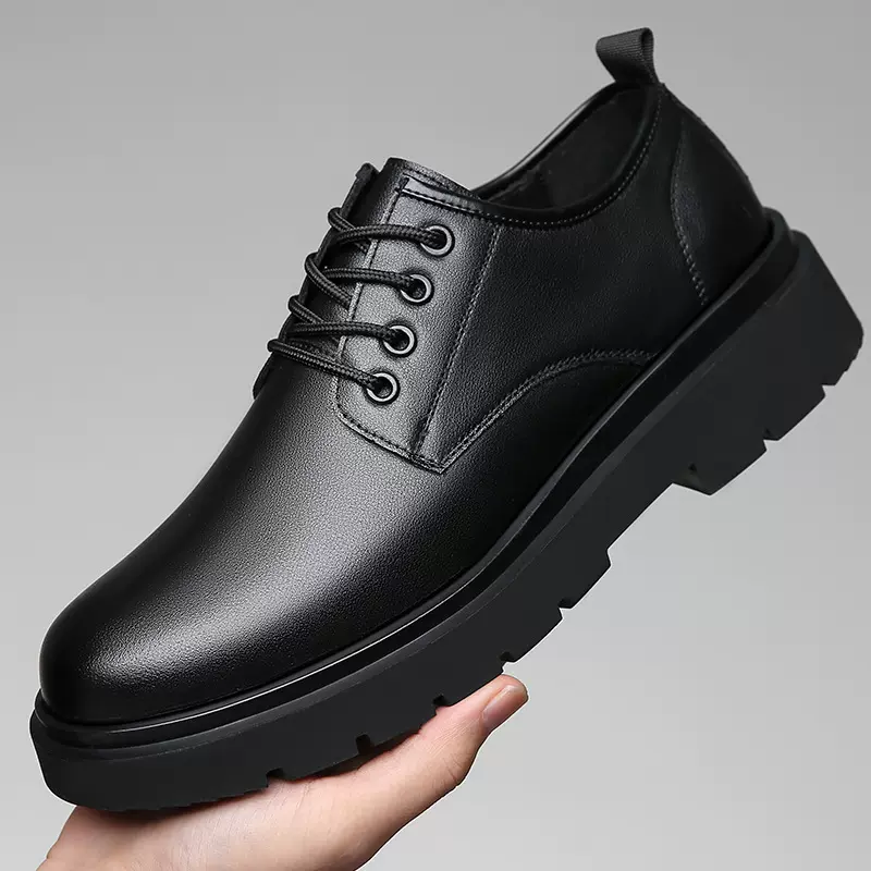 2025新款男士皮鞋春春秋英伦厚底休闲鞋正装结婚黑低帮工装鞋大码