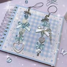 【蓝色针筒十字爱心】原创串珠挂件咕本链卡册挂链甜美少女手机链