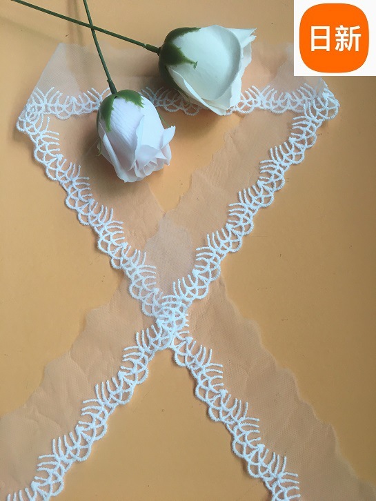 4.6CM宽服装辅料DIY 牛奶丝网布花边 水溶刺绣蕾丝花边 网纱花边