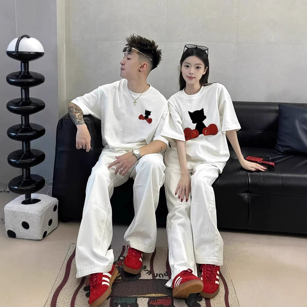 Хлопковая футболка с коротким рукавом для любимого человека, небольшой дизайн для мужчин и женщин для учащихся начальной школы, свободный крой, тренд сезона