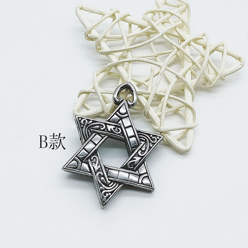 Gestickte Stol Hexagramm Hip Hop Rock Musek Kopfhörer Anhänger Personaliséiert Trendy Männer Halskette_voghion.com