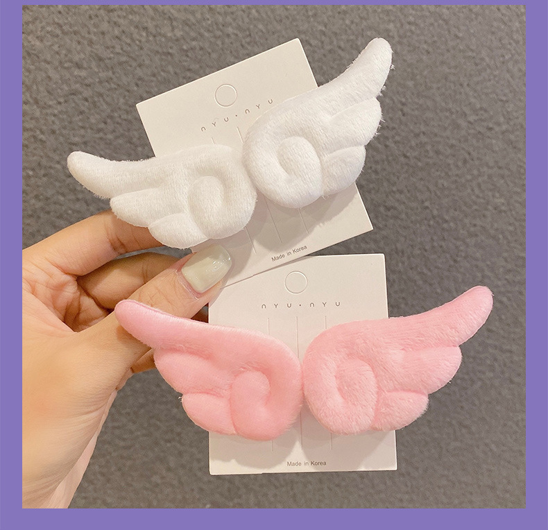 Plush Hairpin Side Bangs Cute Hairpin Angel Wing Clip Hair Accessory display picture 3
