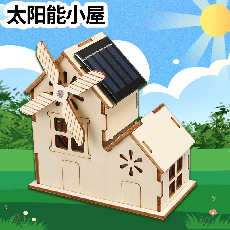 Solar-Powered Cabin Windmill Technology Small DIY Project Handmade Materials Science Experiment Equipment Science Stem Experiment