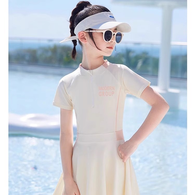 2025 New Explosions Swimsuit Women's Sports Skirt Conservative Body-Covering Slim Student Girl Hot Spring Wholesale