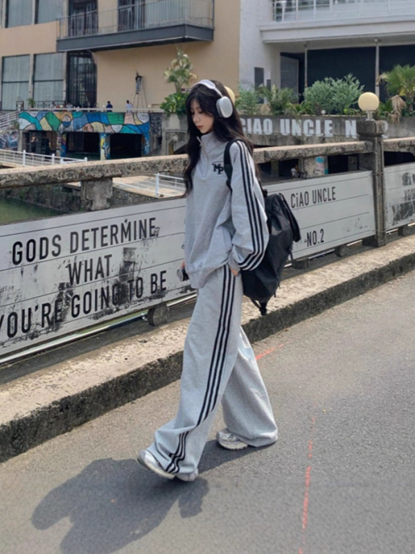 跨境 秋季大码运动服套装女宽松显瘦韩版卫衣休闲两件套胖mm300斤|undefined