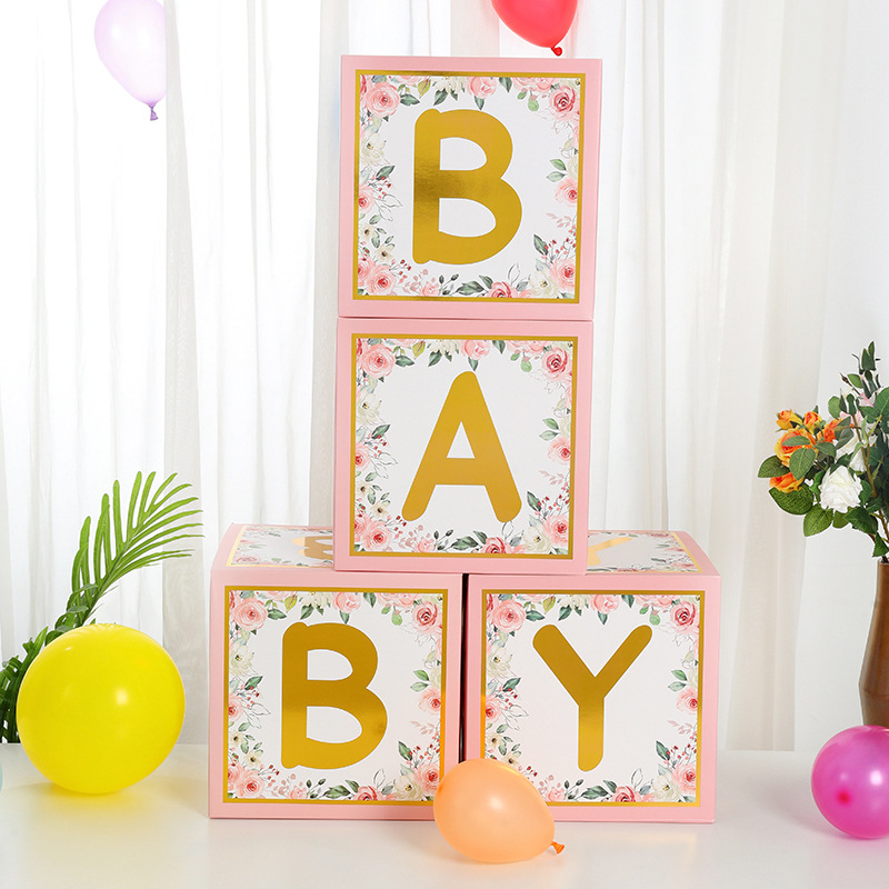 Caja de globo de bebé de oro transfronterizo caja de globo de diseño de escena de propuesta de fiesta de patrón transfronterizo al por mayor