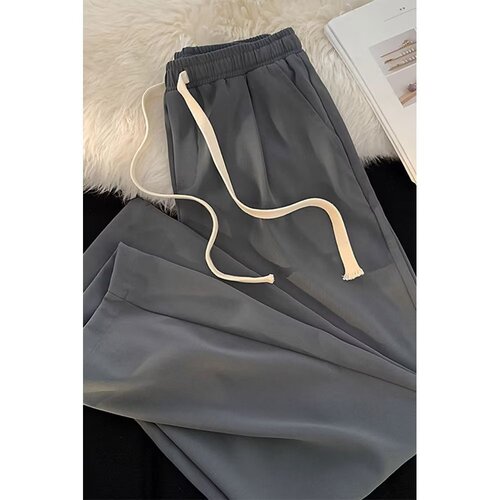 Men's Loose Casual Pants Korean Style Trendy Matchable Pants Summer Thin Weight Droopy Wide Leg Floor-Length Pants