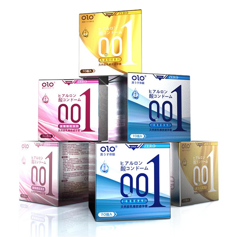 Olo Condoms Hyaluronic Acid Ultra-Thin 001 Male and Female Particle Condoms Turtle Tendon Long-Lasting Pleasure Adult Products
