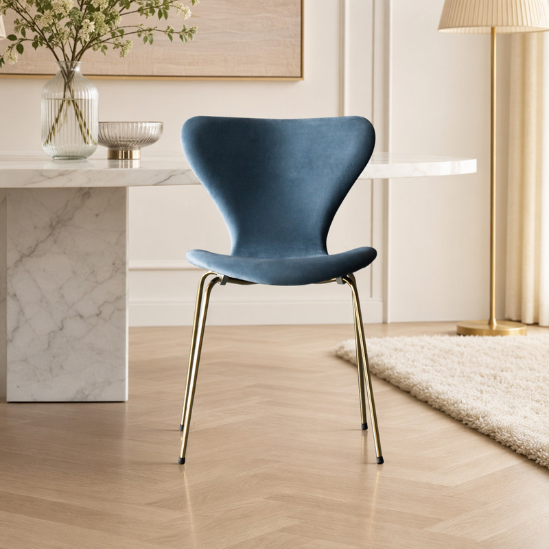 Nordic Light luxury velvet dining chair home backrest desk and chair metal ins chair Butterfly No. 7 Chair Internet celebrity quality simple Nordic Light luxury velvet dining chair home backrest desk and chair metal ins chair Butterfly No. 7 Chair Internet celebrity quality simple