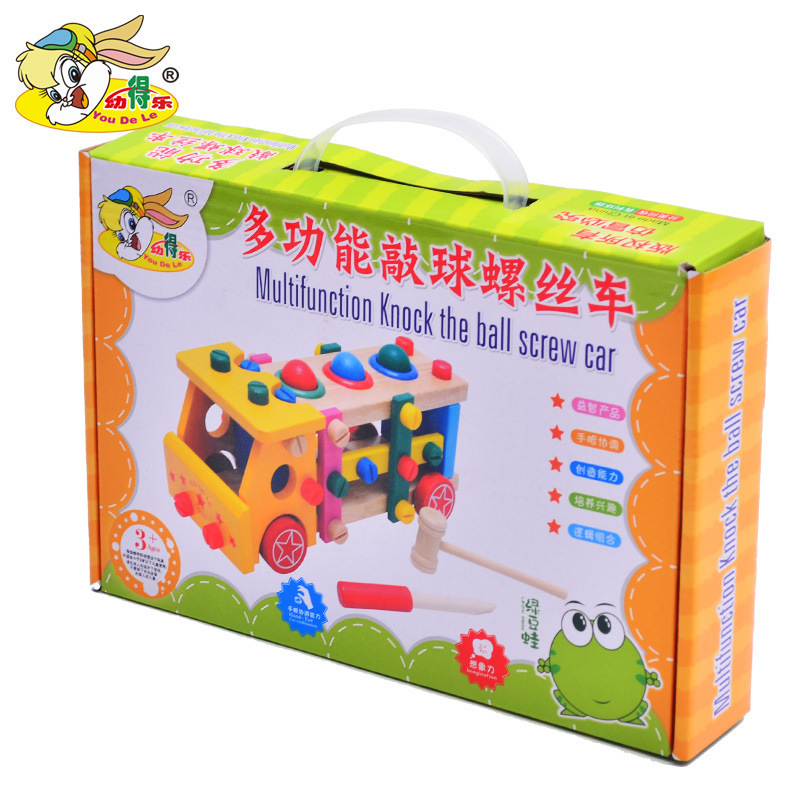 Tornillo de madera para niños tuerca de coche combinación golpear bola montaje desmontaje herramienta coche niño montaje Caja de Herramientas juguete