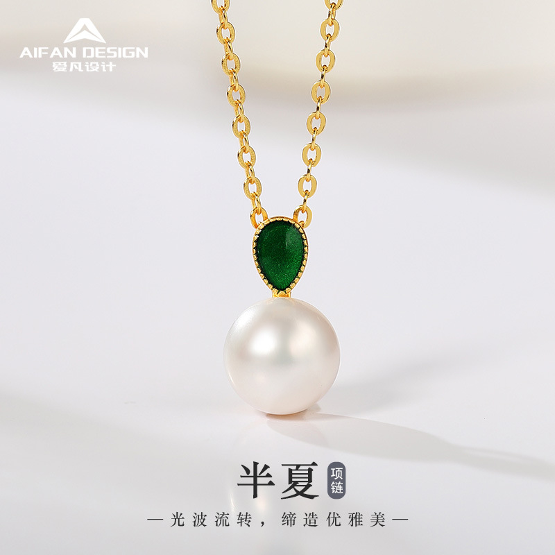 天然淡水珍珠项链女小众设计s925纯银锁骨链轻奢高级感吊坠批发