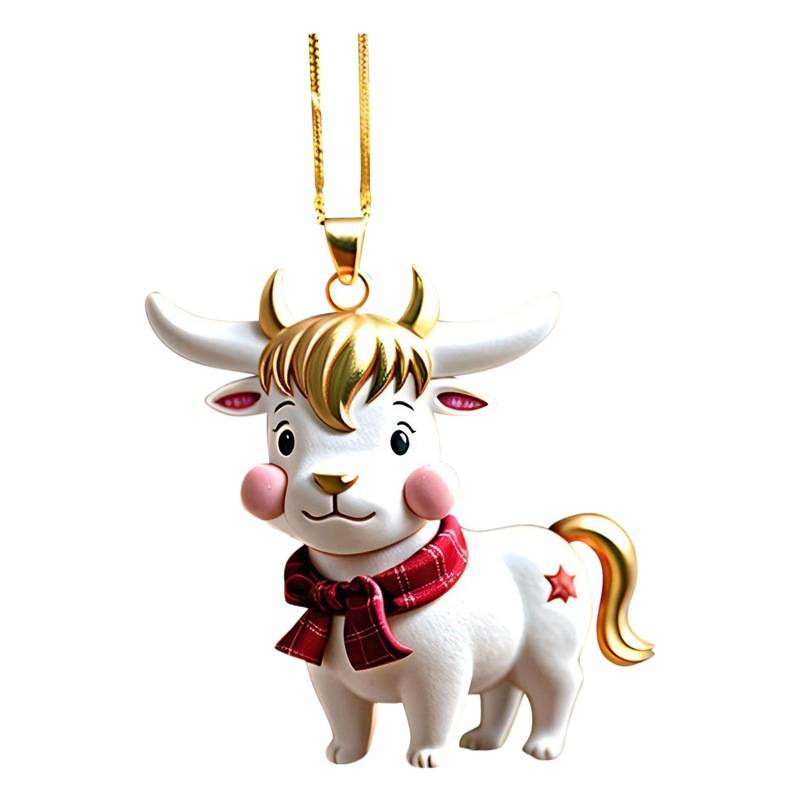 Transfronteriza nueva bufanda Linda vaca colgante de Navidad decoración del coche colgante árbol de Navidad acrílico colgante plano