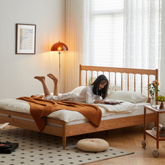 UG73小七的木頭家具實木床櫻桃木雙人床法式復古原木風溫莎單人床