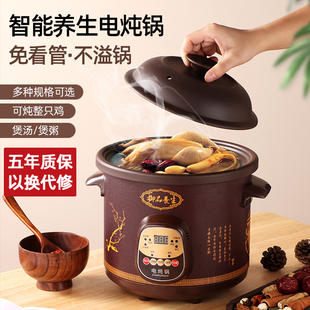 Fully Automatic 1.5-6L Electric Stew Pot Ceramic Soup Casserole Household Porridge Cooking Artifact Multi-Functional Health-Preserving Purple Clay Pot