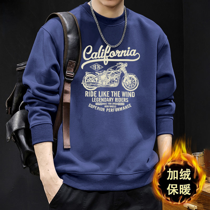 Suéter masculino primavera y otoño pesado estilo americano puerto viento de marea hookah cuello redondo manga larga chaqueta suelta camisa de base chaqueta