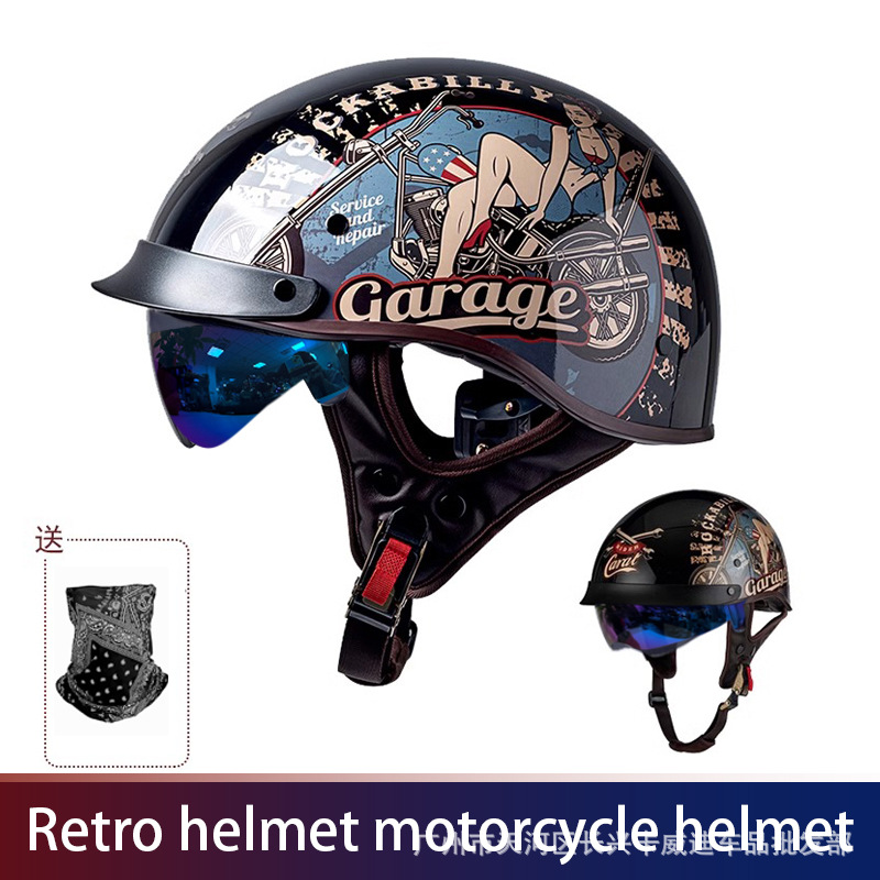 Motosiklet kaskı (dəbilqə) – Ha Lei Half Helmet - 015-motorcycle-beauty-with-mask-m