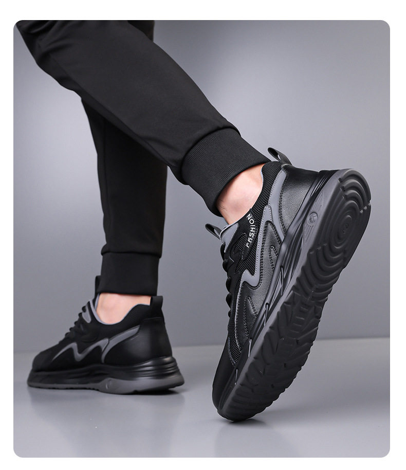 Giày thể thao nam da thật thoáng khí đế mềm, giày sneaker casual chạy bộ ngoài trời, gót 3-5 cm — HA8805 màu trắng, HA8805 màu đen chi tiết 17