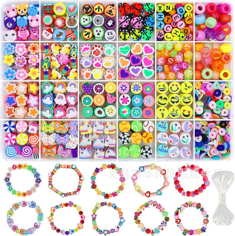 Diy660 Pieces of Polymer Clay Beads Bracelet Making Kit with 24 Cute and Fun Clay Bead Jewelry Supplies