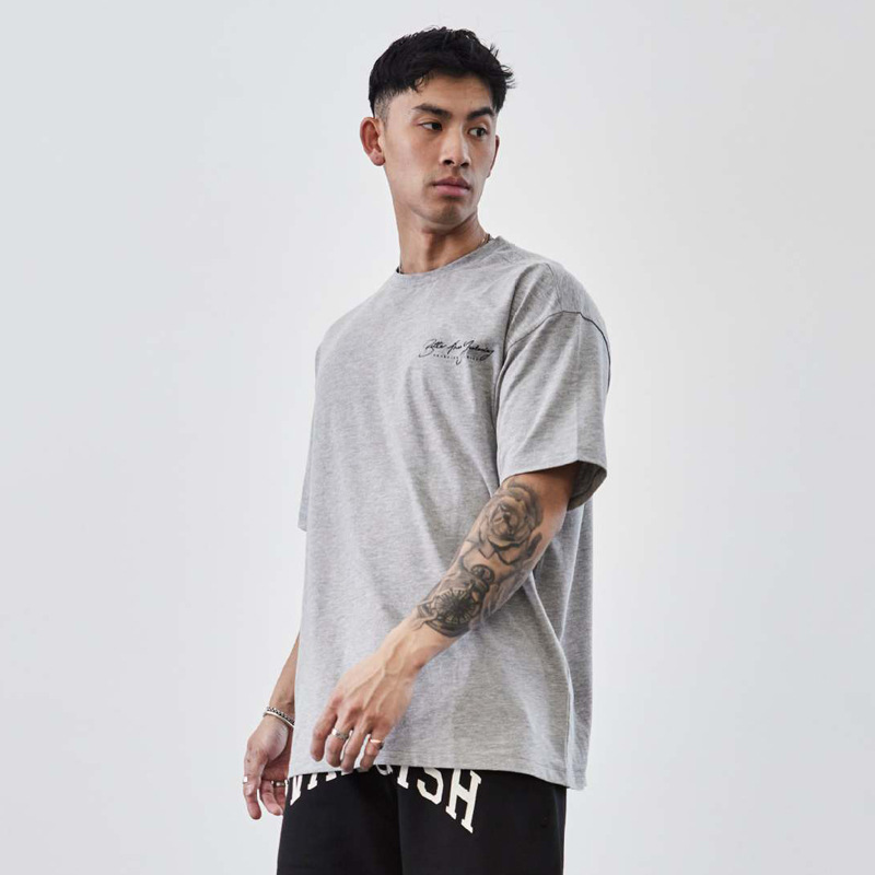 Pánské tričko VANQUISH oversized, čistě bavlněné tričko s kulatým výstřihem a krátkým rukávem, běžecké, tréninkové, ležérní_voghion.com