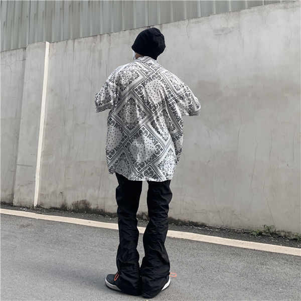 High Street Functional Vibe Style Folded Stacked Micro Horn Long Pants for Men's American Slim Fit Street Instagram Versatile Casual Pants_voghion.com