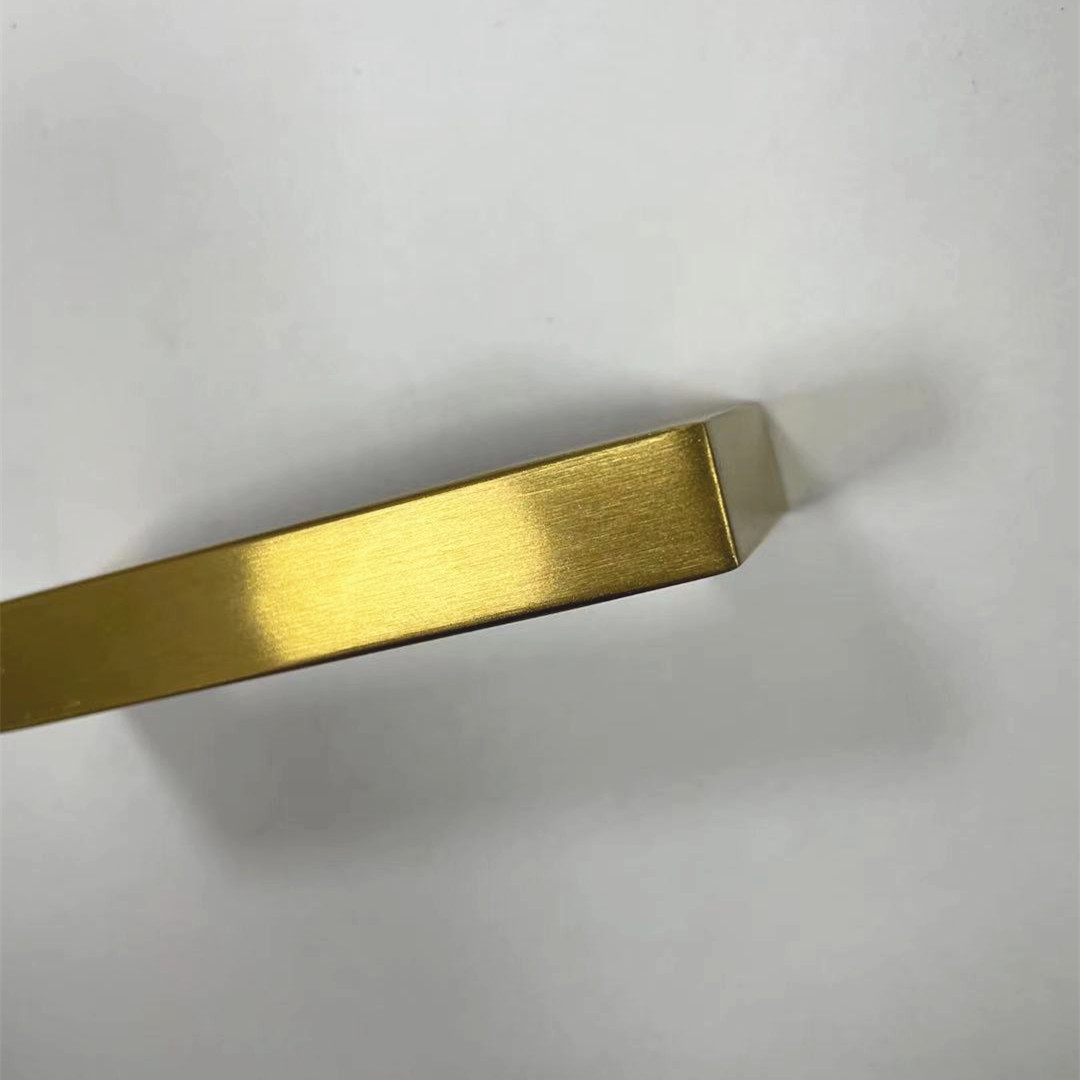 Cuadrado cepillado gabinete puerta manija Luz de lujo de acero inoxidable cocina gabinete moderno minimalista cajón armario oro mango alargado
