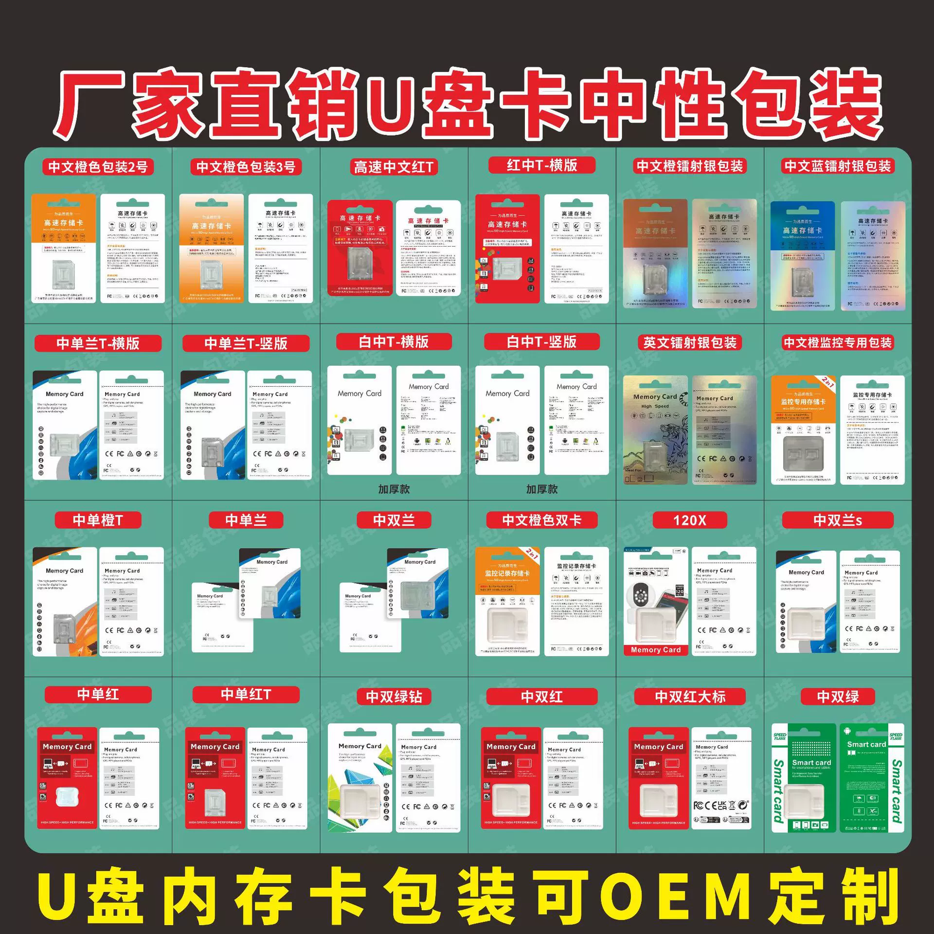 现货批发高速内存卡包装盒卡纸吸塑安防监控TF卡收纳包装盒卡套