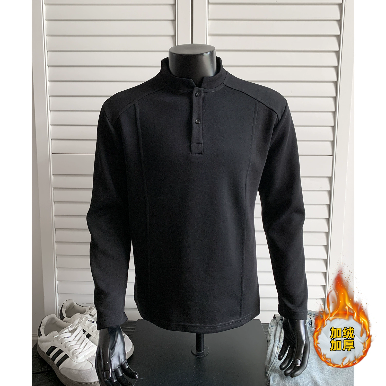 Warm long-sleeve, base sweatshirt, polo