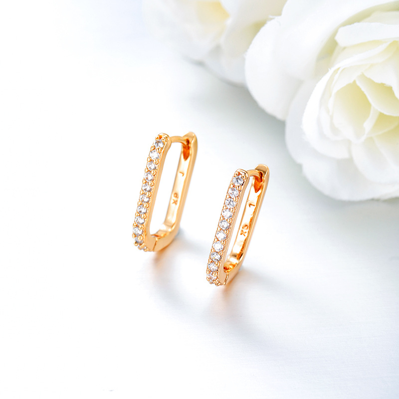 Xuping gemas artificiales de moda retró auriculares aleación de cobre chapado 18k aretes rusos geometría cuadrada auriculares