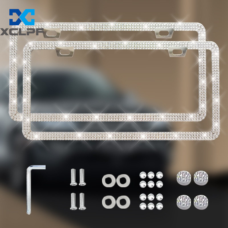 American, Canadian and Mexican Universal Diamond License Plate Frames, Three Styles of Plastic Acrylic Diamond License Plate Frames