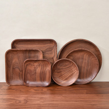 创意整木圆形方形零食点心小碟子餐厅刻LOGO坚果水果盘子客厅家用