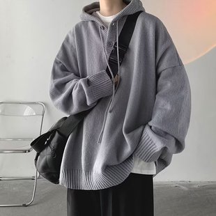 Hooded Sweater Men's Winter Korean Style Lazy Style Retro Japanese Style Thickened Coat Autumn and Winter High-end Fashional Brand Sweater