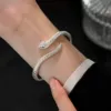 Green diamond snake bracelet [thick silver plated]