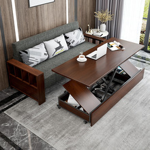 中式沙发床两用小户型客厅可折叠推拉床网红多功能实木储物沙发床
