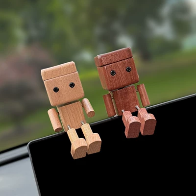 New model of leg-shaking wooden figurine, creative car accessory, cute car screen decoration, gift for women with shaking legs (Car ornaments) - rocking-leg-wooden-figurines-2-pack