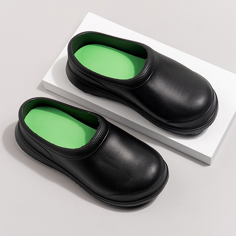 Breathable Non-slip Waterproof and Oil-proof Kitchen Shoes Men's Catering Work Shoes Couple's Trendy Casual EVA Hole Shoes