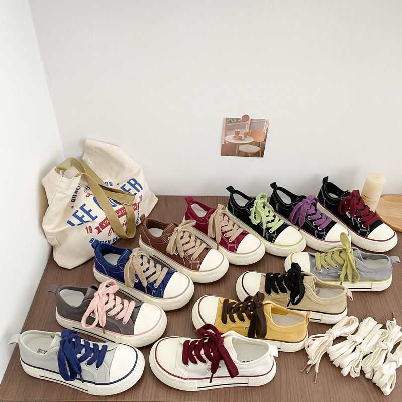 Gd53 Mango Thick-Soled Canvas Shoes Women's Retro Hong Kong Style Chic White Sneakers Lightweight Popular Ins Trend