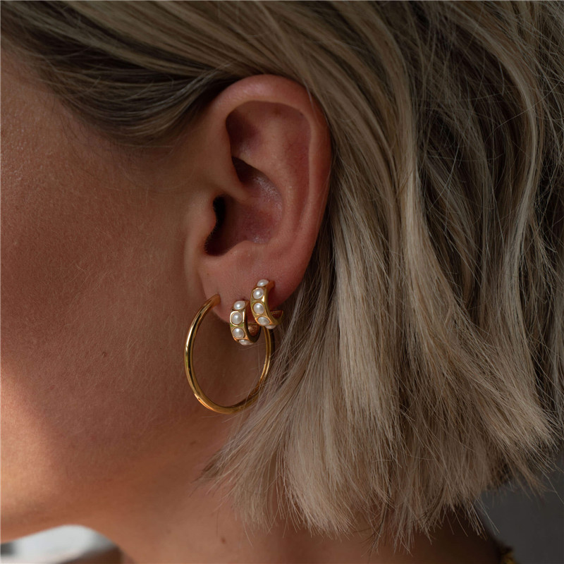 2g Weight Pearl, Zircon Inlay Material Ear Studs Classification 1 Pair Quantity Daily Occasion 925 Sterling Silver Material Geometric Pattern Women's Gender Plating, Inlay Design Simple Style Style 1 Pair 925 Sterling Silver Pearl Zircon Geometric Ear Studs 23