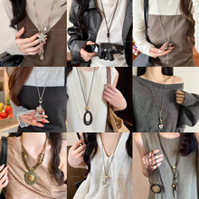 秋冬时尚百搭服饰链复古民族风几何项链女个性简约吊坠毛衣链