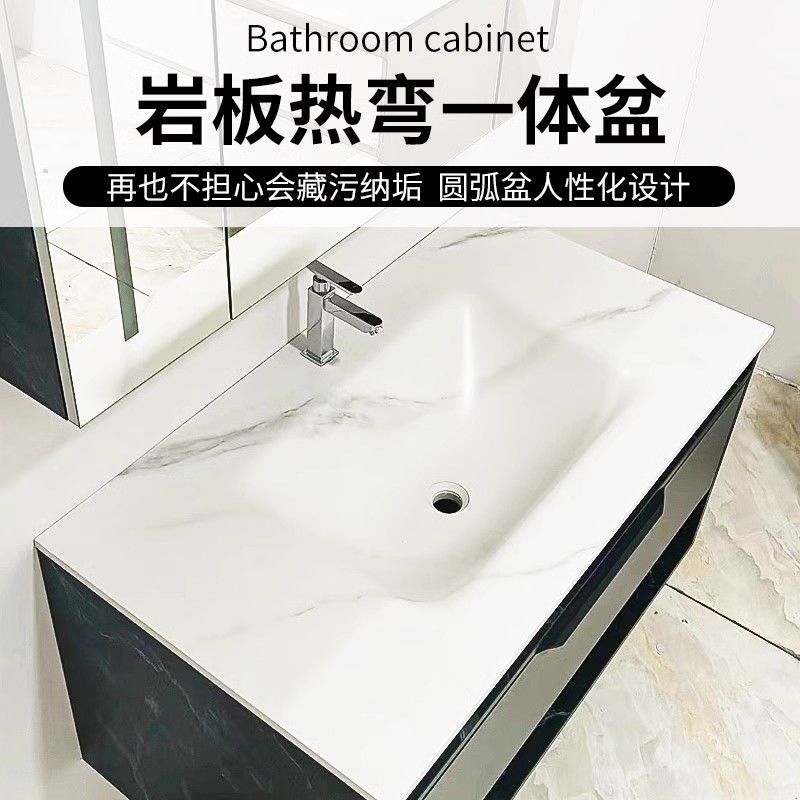 Sintered Stone Integrated Basin Washbasin Single Countertop Bathroom Washbasin One-Piece Molded Sintered Stone Basin Integrated
