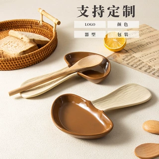 亚马逊北欧ins高颜值蘑菇搁勺器定做家用汤勺架陶瓷勺托定制logo