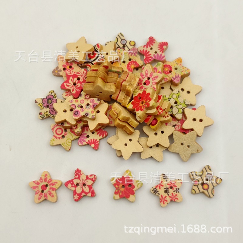 17,5mm madera maciza estrella de cinco puntas *-* pintura