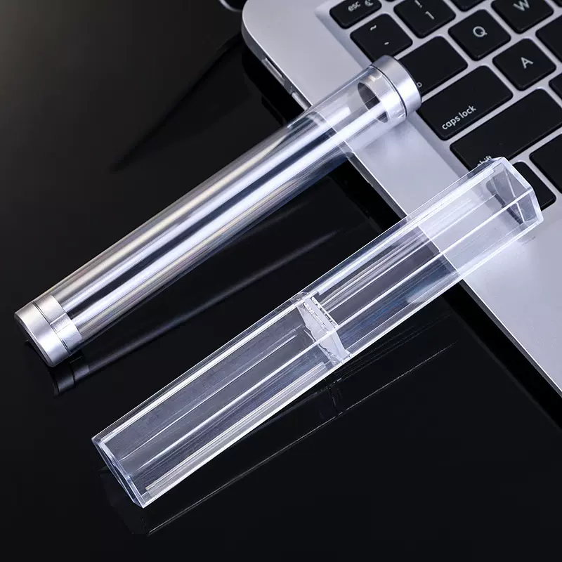 塑料水晶笔盒透明圆筒钢笔盒三角形六边形文具盒办公签字笔包装盒