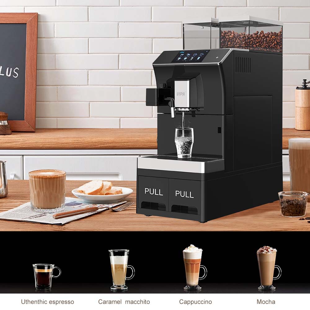 Winning Star Cross-border Business LCD pantalla automática de espuma de leche al vapor de frijoles máquina de café automática a presión