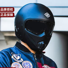 faseed复古头盔男摩托车头盔哈雷巡航复古全盔半盔碳纤维v1组合盔