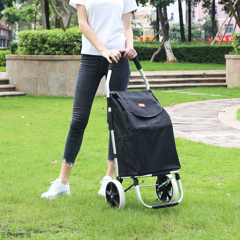 Lightweight foldable shopping trolley with wheels for carrying upstairs, handy for errands, groceries, or deliveries