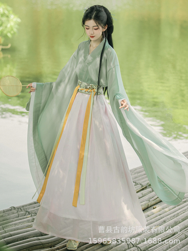 Qadın Hanfu ətək, Çin üslubunda yay paltarı, ipək parça