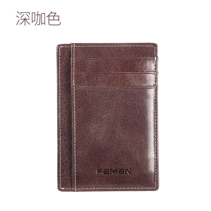 Bolsas de tarjetas de crédito de cuero para hombres, porta tarjetas bancarias de autobús, porta tarjetas de licencia de conducir mini compacta y ultra delgada