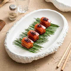 岩紋楕円皿料理皿家庭用深皿白磁料理皿私房料理会ホテル食器皿